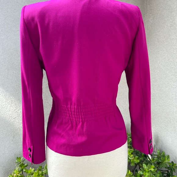 Vintage 80s fuchsia pink wool blazer jacket by Valentino Miss V Sz 38 4 - Picture 3 of 11
